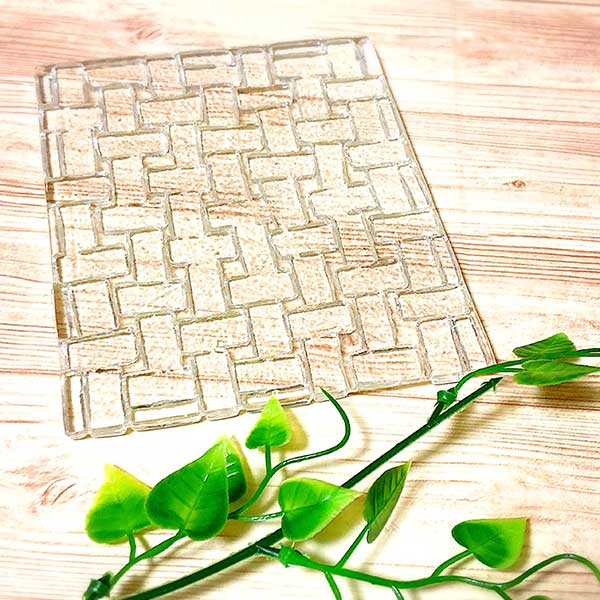 Atchoum,あっちゅむ,ハンドメイド教室,カル,ガラスフュージング,編み目模様のクリアコースター