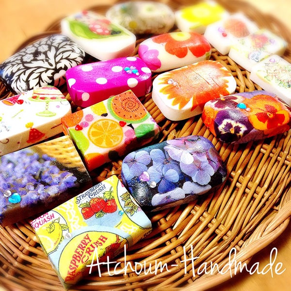 Atchoum,あっちゅむ,ハンドメイド教室,体験レッスン,デコパージュ,石鹸デコ