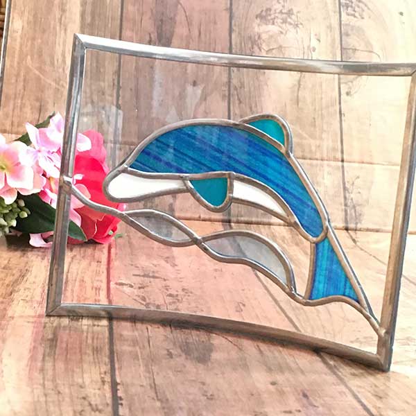 Atchoum,あっちゅむ,ハンドメイド教室,グラスアート,イルカのアートフレーム